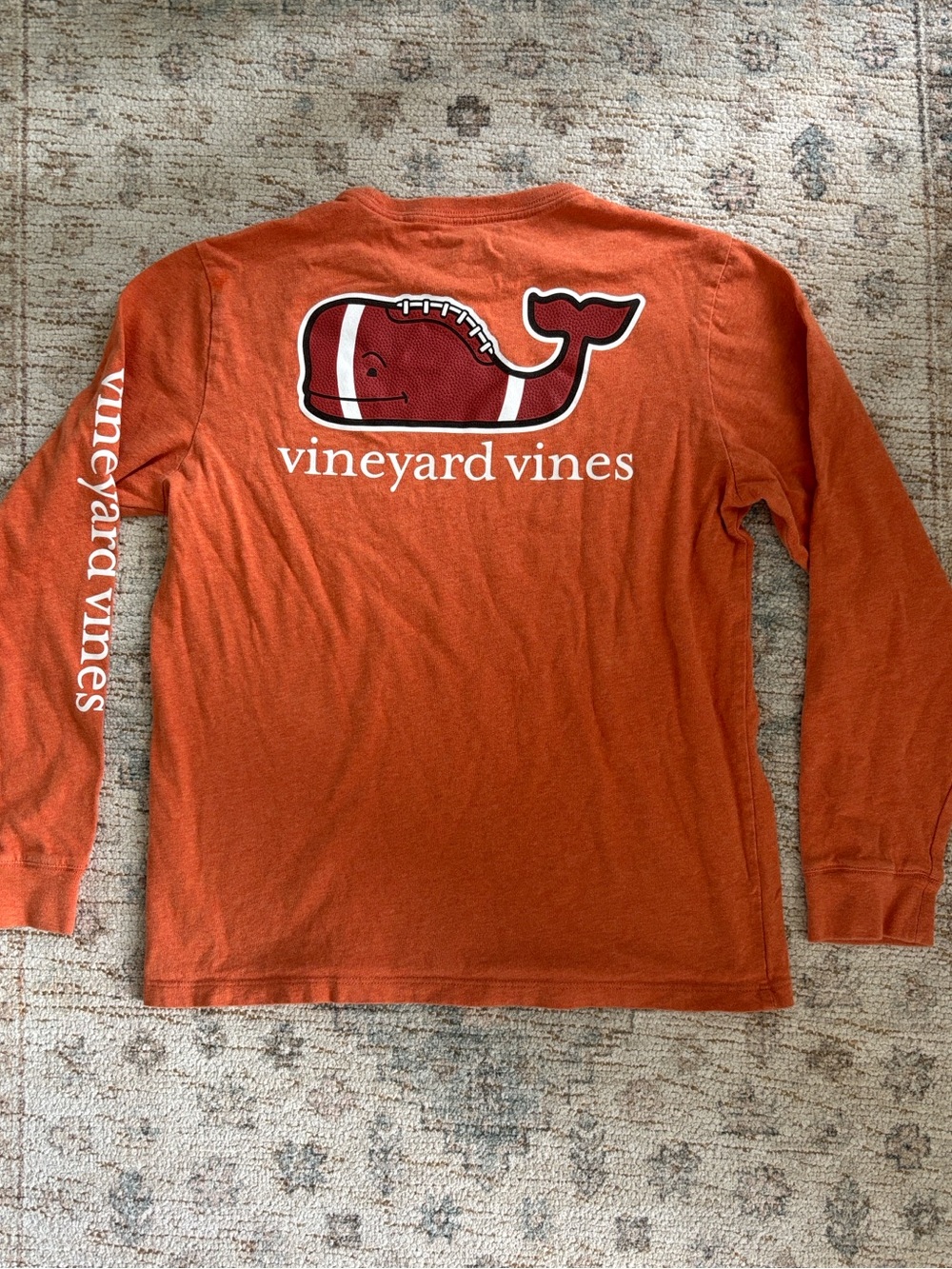 Vineyard Vines Orange Crewneck Tee with Logo Print